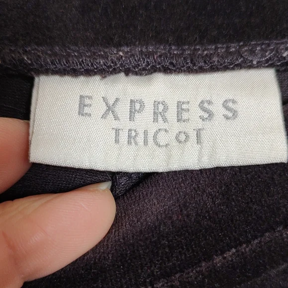 Express Tricot Women's Plum Velvet Stretch Pants - Picture 4 of 5